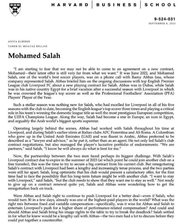 Mohamed Salah Harvard study